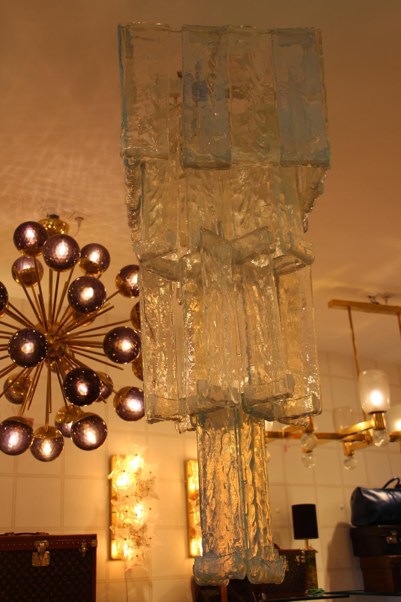 Mid-20th Century Mid-Century Modern Iridescent Laguna Model Long Chandelier by Fratelli Toso