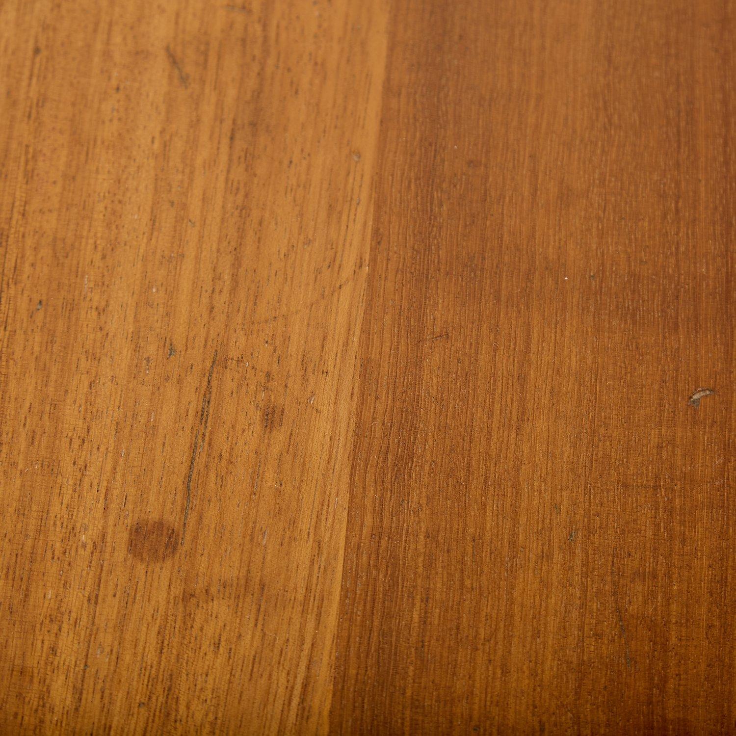 Hand-Crafted Mid-Century Modern Iroko Topped Side Table with Cast Aluminium Base For Sale