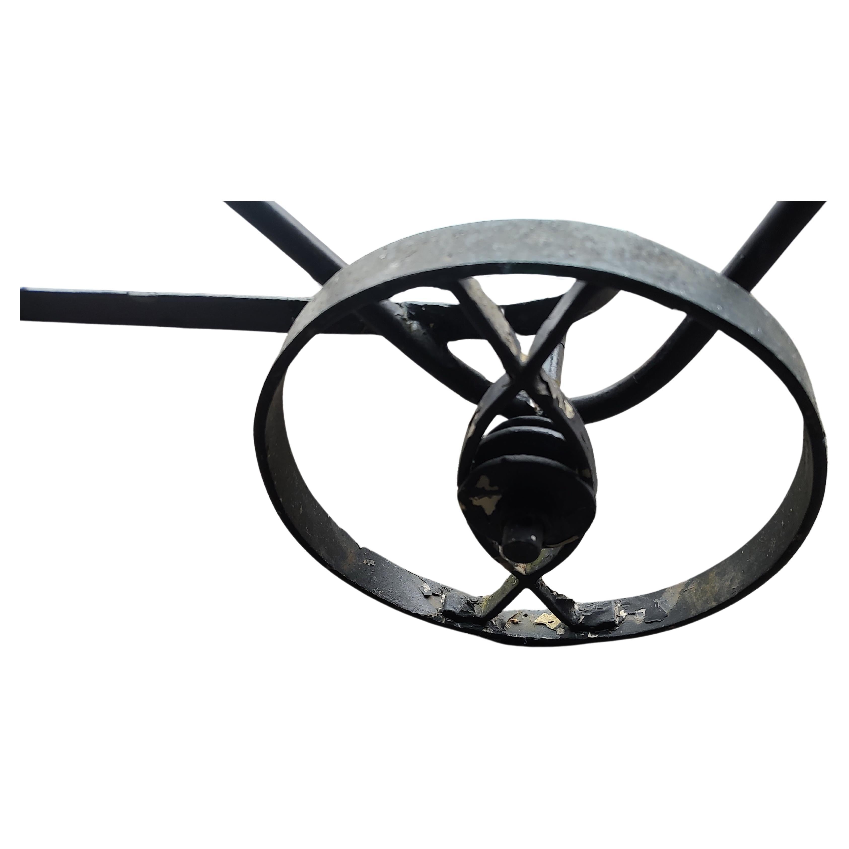 Hand-Crafted Mid-Century Modern Iron 3 Tiered Glass Outdoor Garden Bar Cart Server Salterini