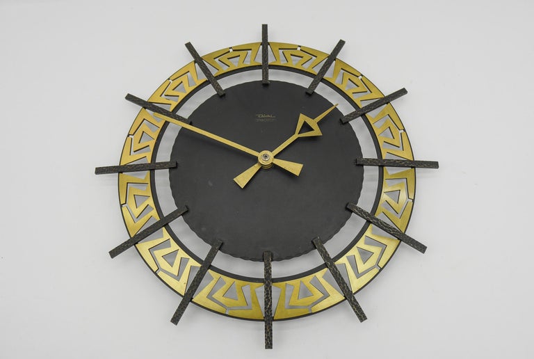 Mid-Century Modern Iron and brass Wall Clock by Diehl Dilectron, 1960s For  Sale at 1stDibs