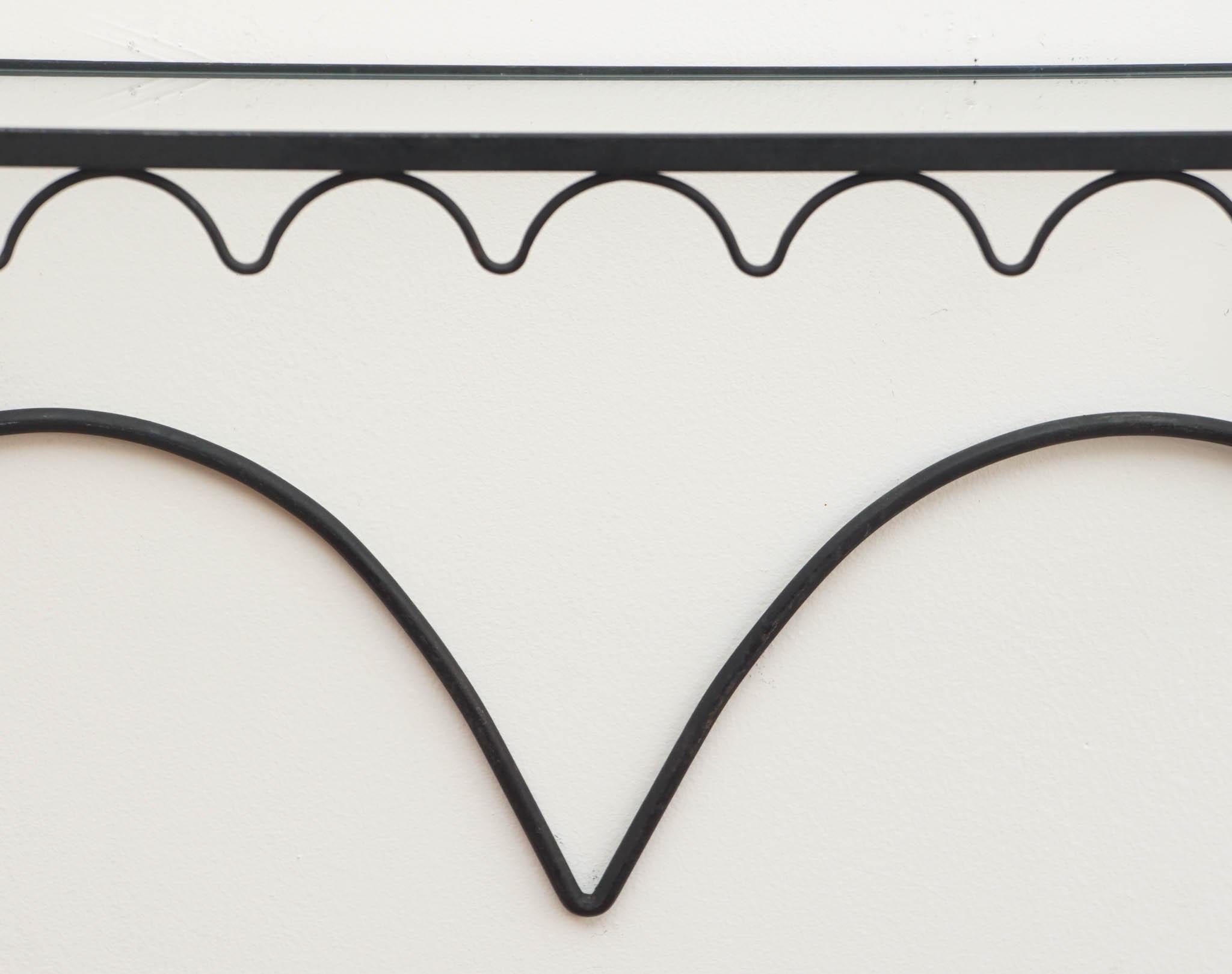 Mid-Century Modern Mid Century modern iron and glass hanging shelves For Sale