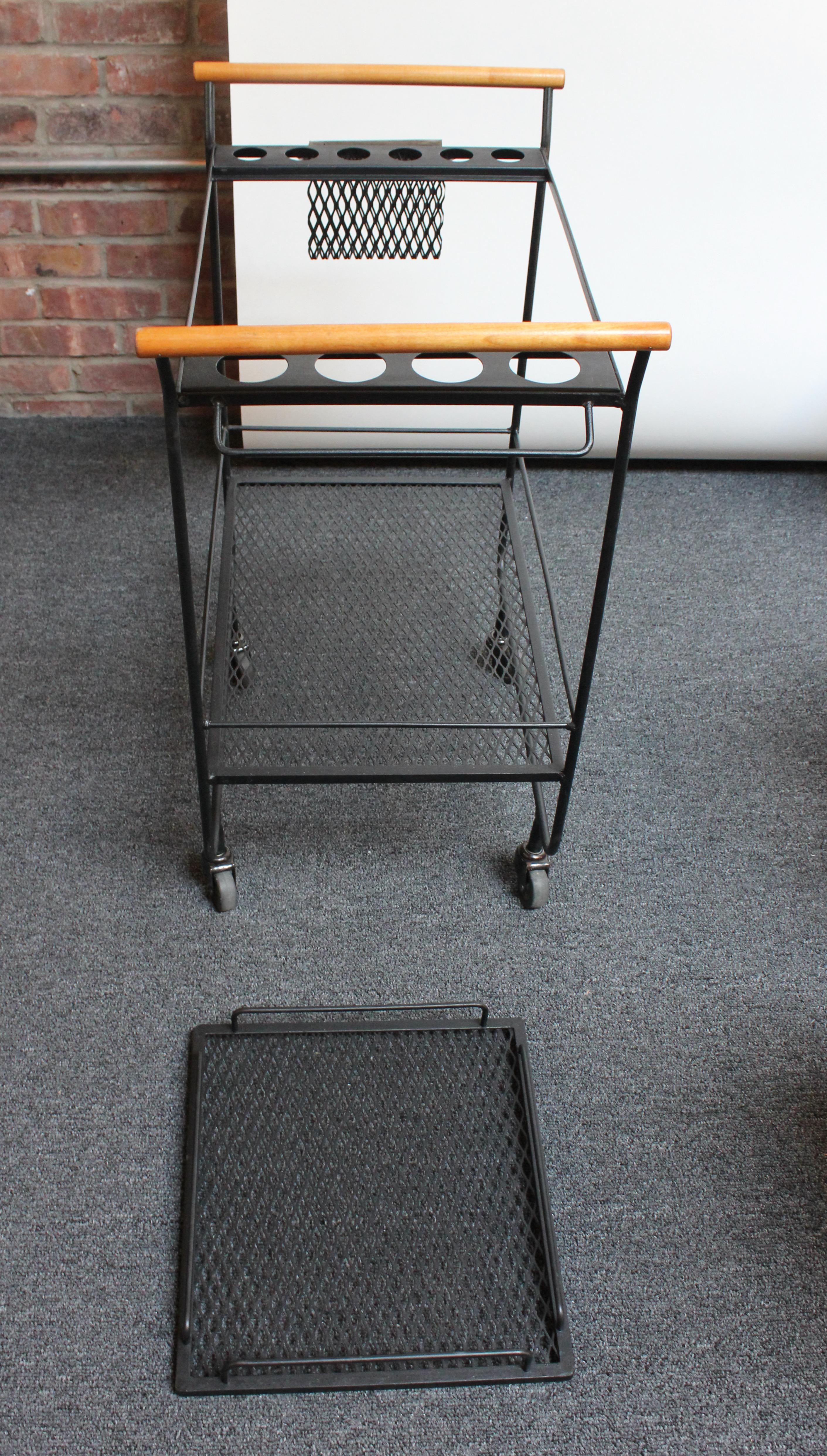 Mid-Century Modern Iron and Maple Bar Cart / Tea Trolley For Sale 2