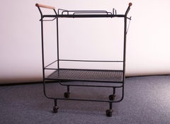 Mid-Century Modern Iron and Maple Bar Cart / Tea Trolley