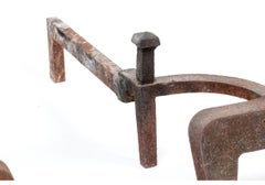 Mid Century Modern Iron Andiron Pair