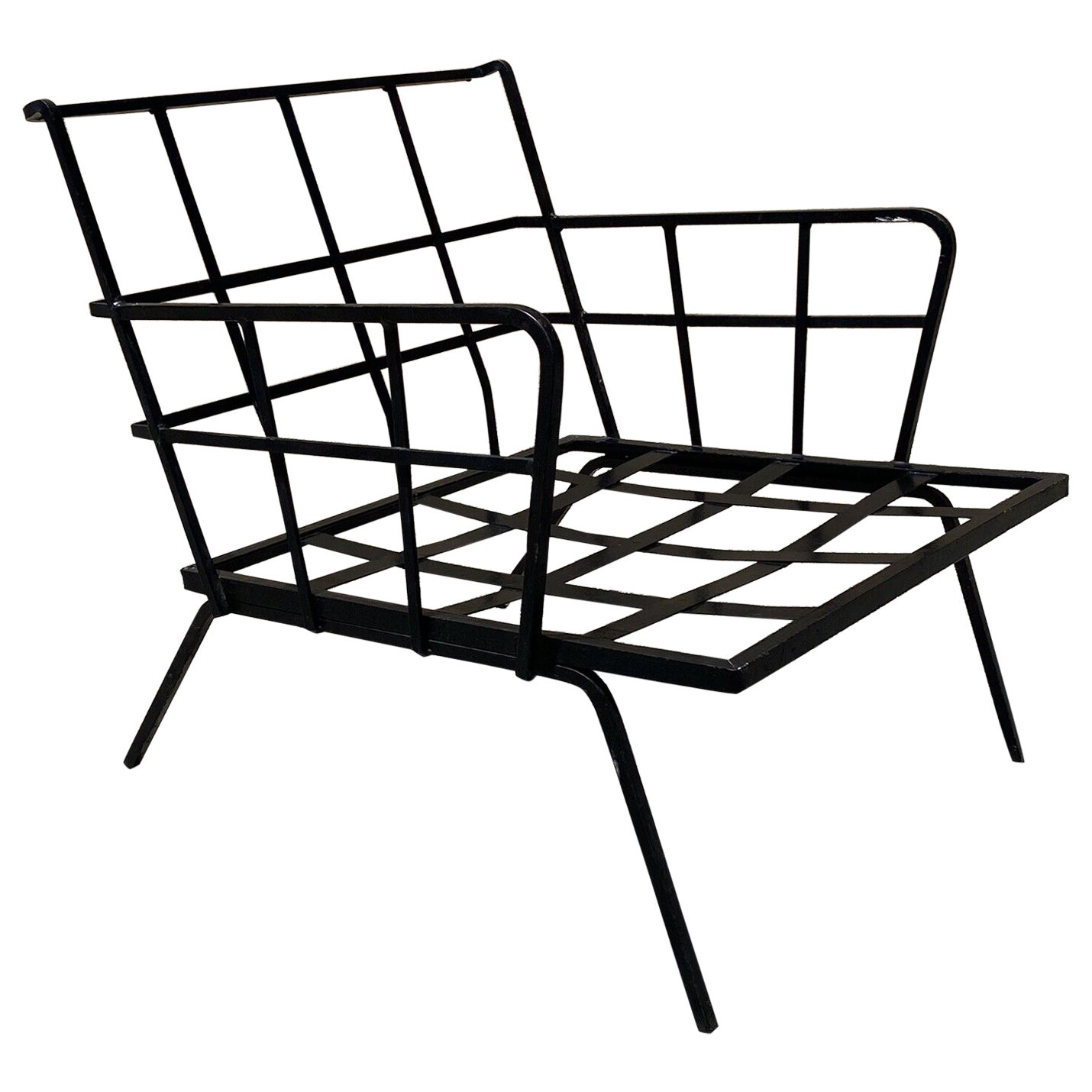 Arthur Umanoff fauteuil club de style Adrian Pearsall en fer moderne du milieu du siècle dernier