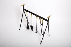 Mid-Century Modern Iron Brass Fireplace Tool Set Vereinigte Werkstätten Germany