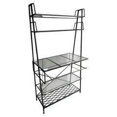 Etagere in ferro e vetro per interni e patio all'aperto di John Salterini, stile metà secolo.