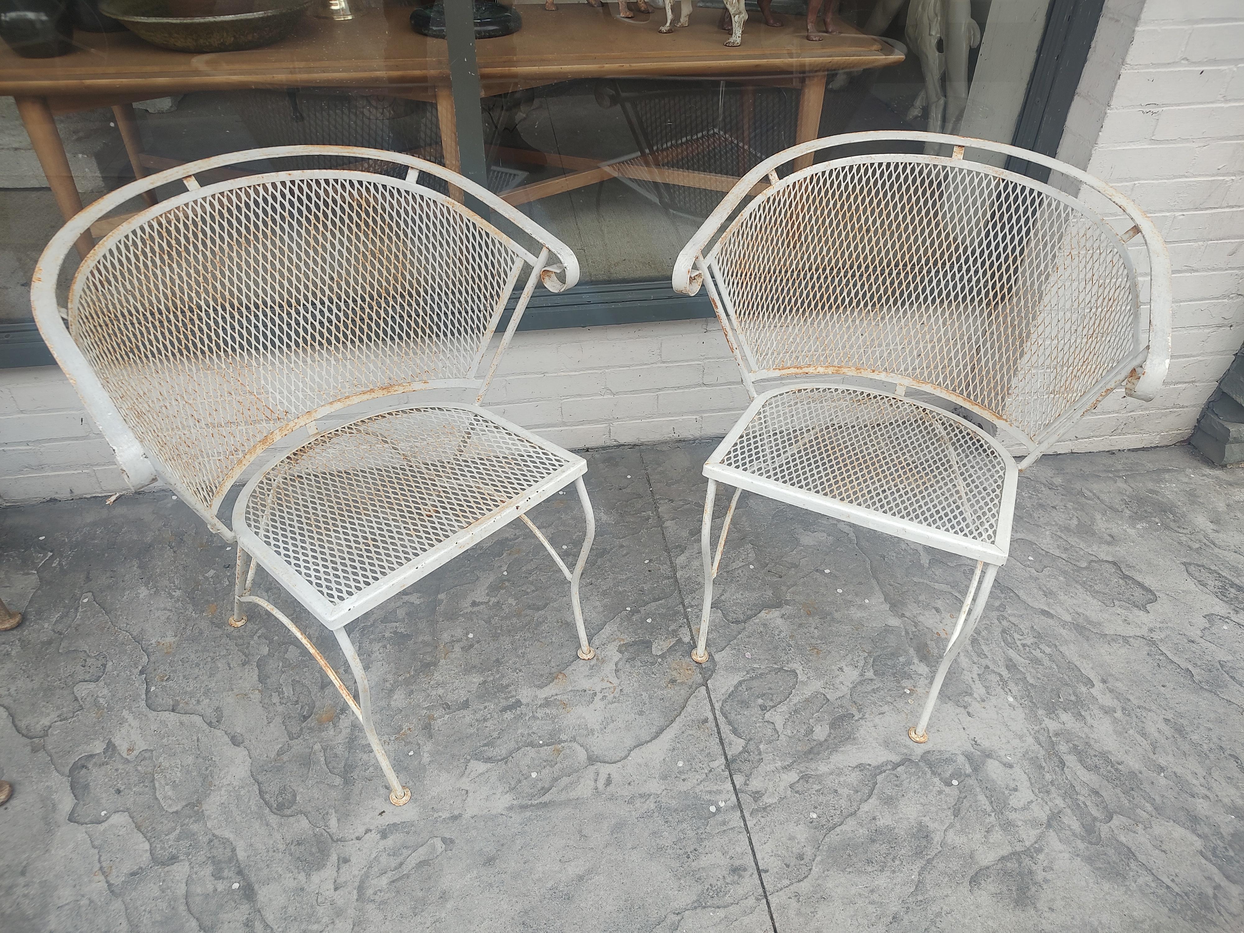 Mid Century Modern Iron Mesh Garden Bench attributed to Russell Woodard C1960 For Sale 3