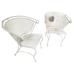 Mid Century Modern Iron Mesh Garden Bench attributed to Russell Woodard C1960