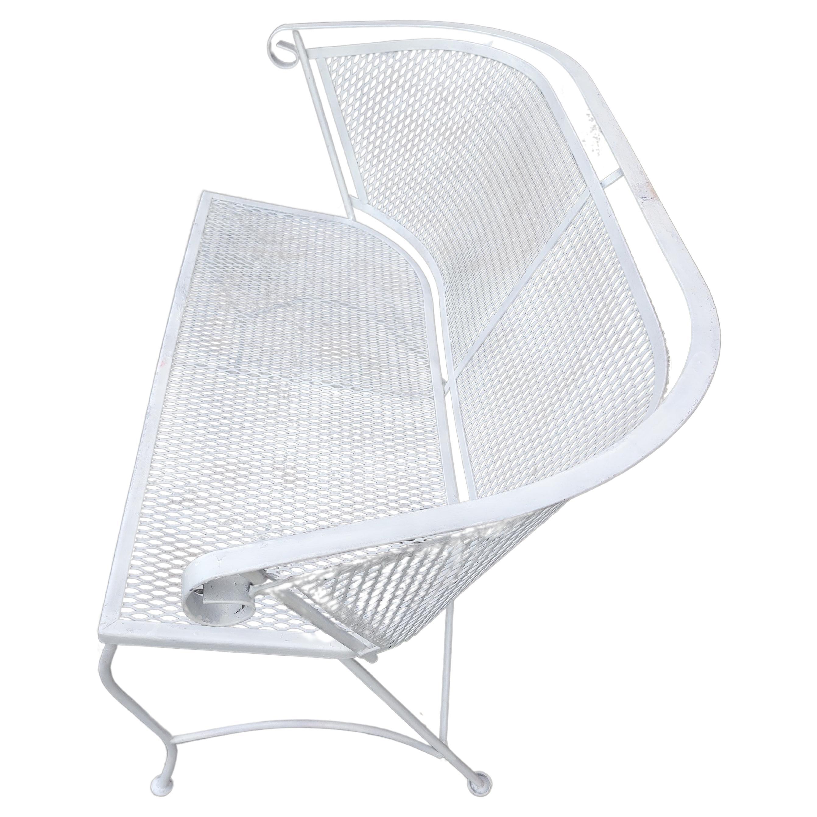 Mid-Century Modern Mid Century Modern Iron Mesh Garden Bench attributed to Russell Woodard C1960 For Sale