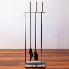 Mid-Century Modern Iron Modernist Set of Fireplace Tools