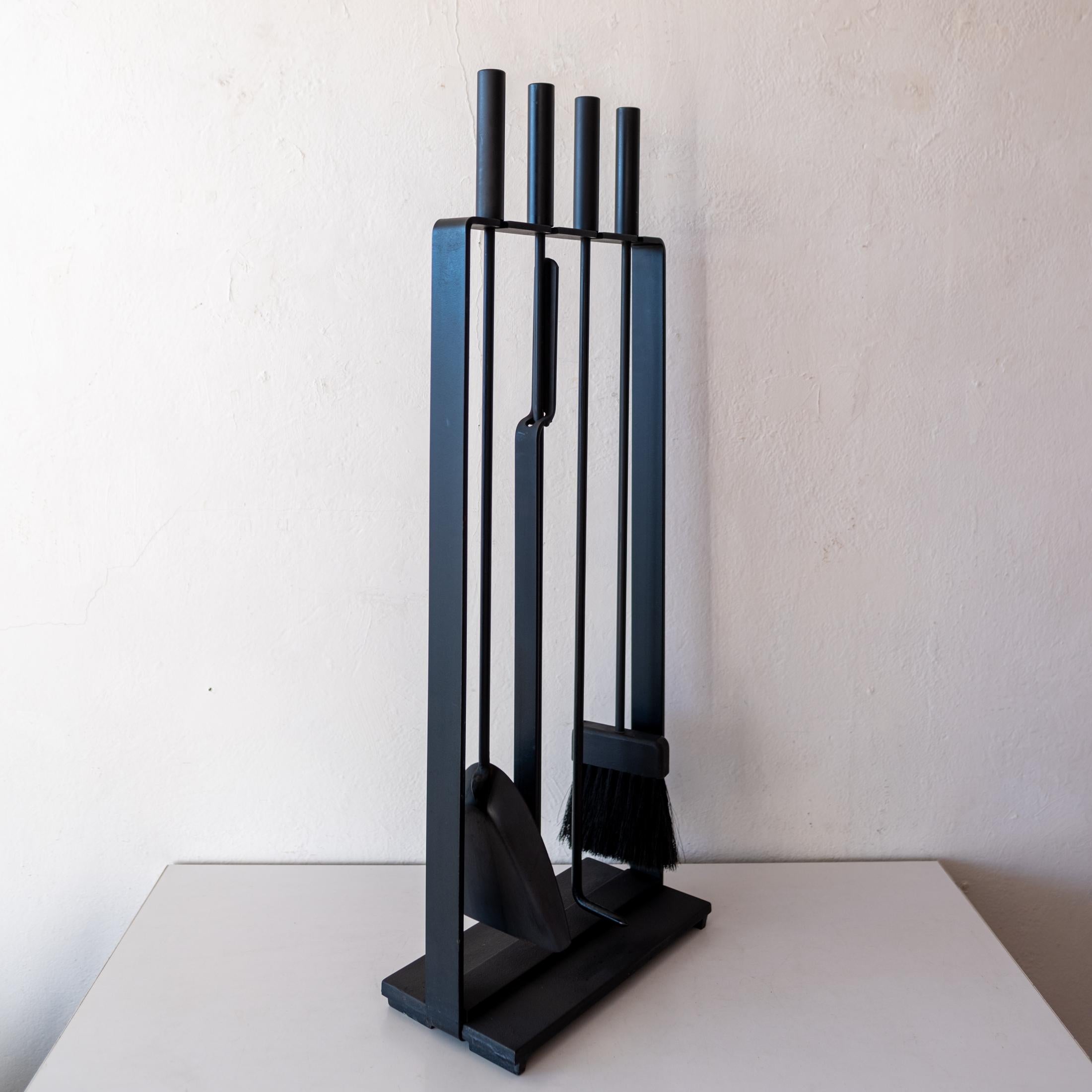 American Mid-Century Modern Iron Modernist Set of Fireplace Tools