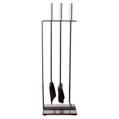 Mid-Century Modern Iron Modernist Set of Fireplace Tools