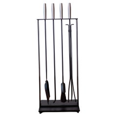 Mid-Century Modern Iron Modernist Set of Fireplace Tools