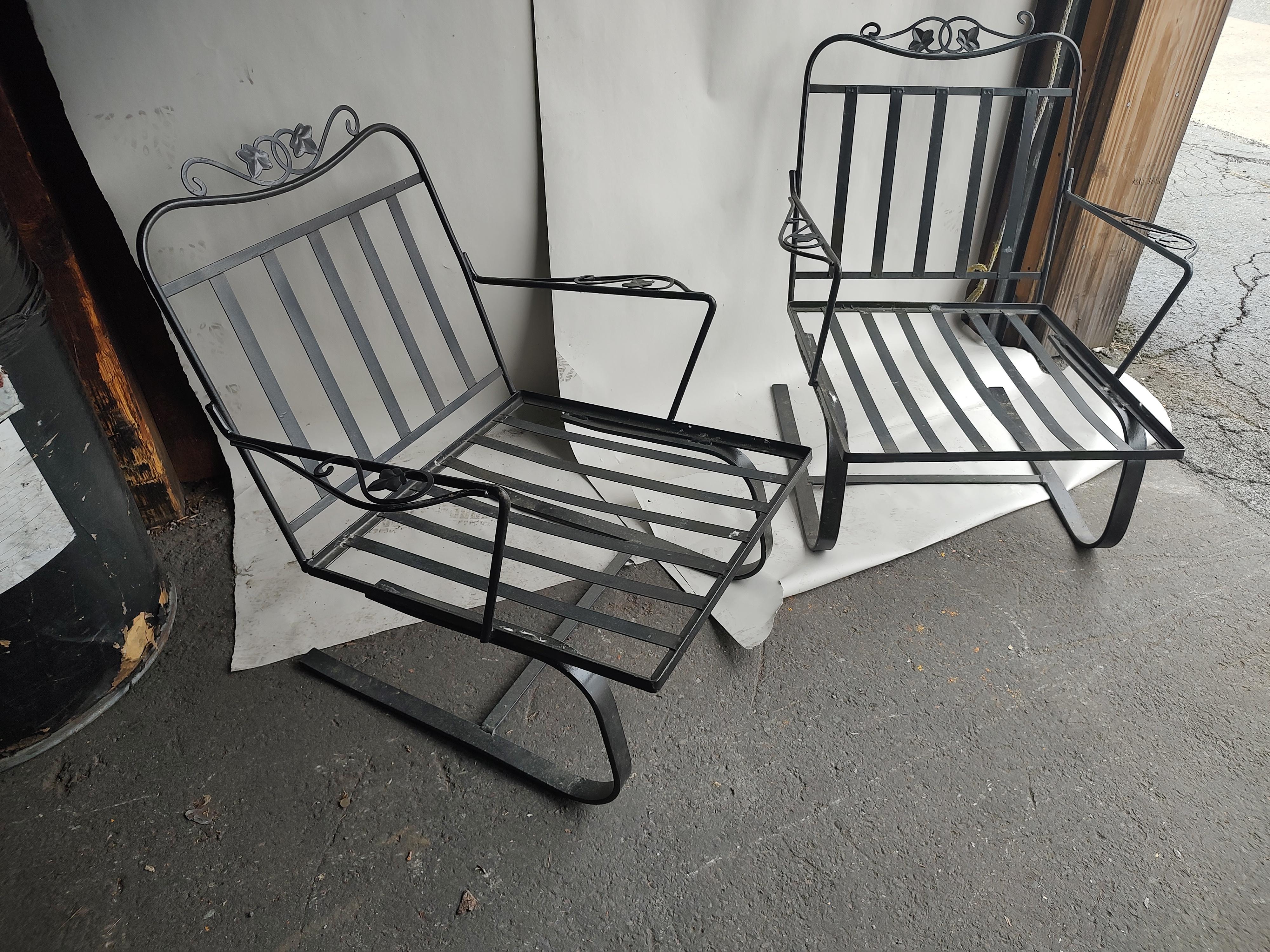 Mid-Century Modern Iron Spring Lounge Chairs John Salterini with Cushions C1960 8