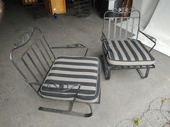 Mid-Century Modern Iron Spring Lounge Chairs John Salterini with Cushions C1960
