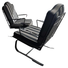 Mid-Century Modern Iron Spring Lounge Chairs John Salterini with Cushions C1960