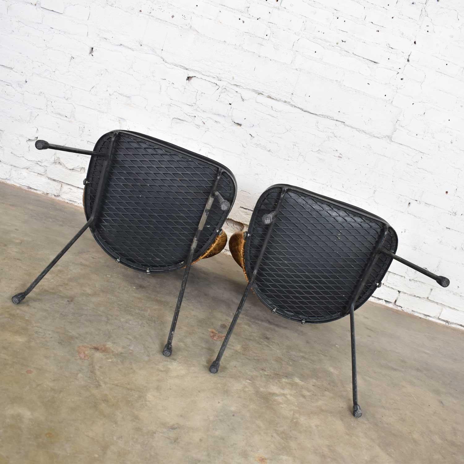 Mid-Century Modern Iron and Wicker Pair Neva-Rust Chairs Tempestini & Salterini 5