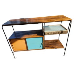 Konsolen-Serviertisch aus Eisenholz, Raffia und Glas, Arthur Umanoff, Mid-Century Modern