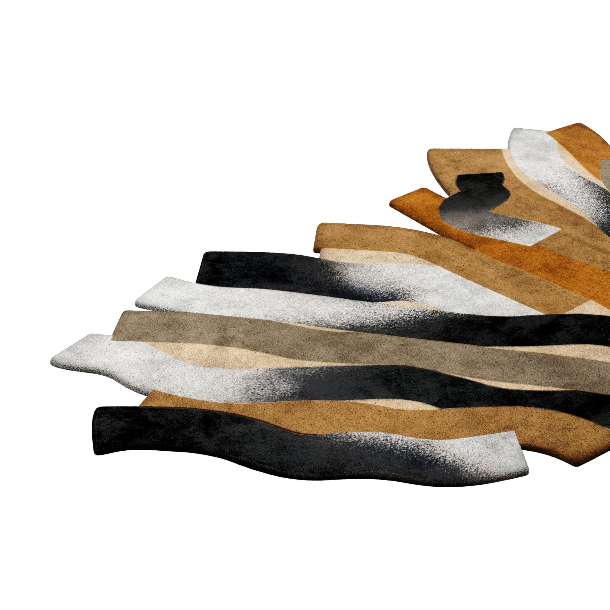 Hand-Crafted Mid-Century Modern Irregular Shaped Green Rug with Hand-Tufted Black Details For Sale
