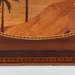 Mid-Century Modern Island Themed Inlaid Mahogany Serving Tray
