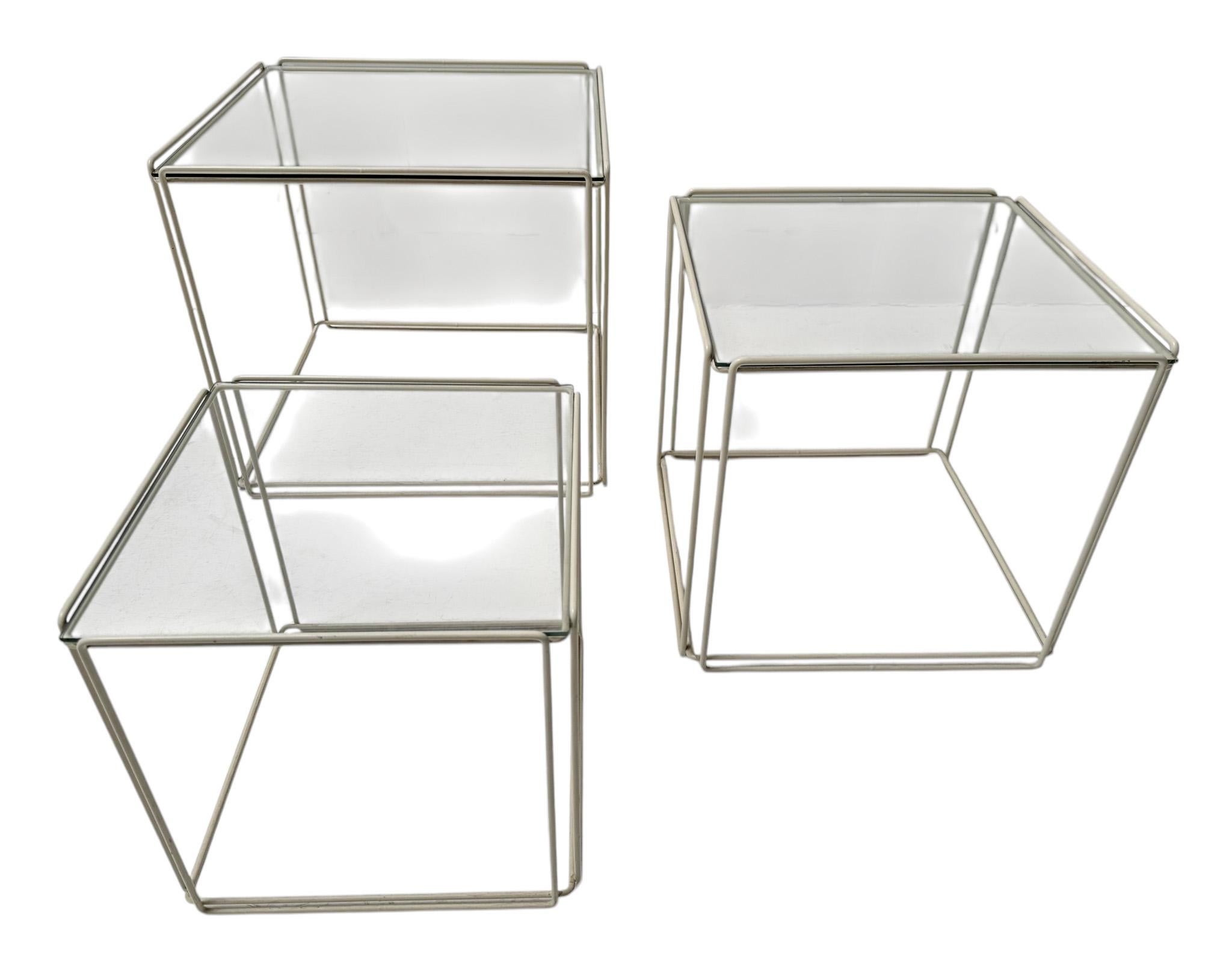 Late 20th Century Mid-Century Modern Isocele Nesting Tables by Max Sauze for Groupe S.A, 1970s For Sale