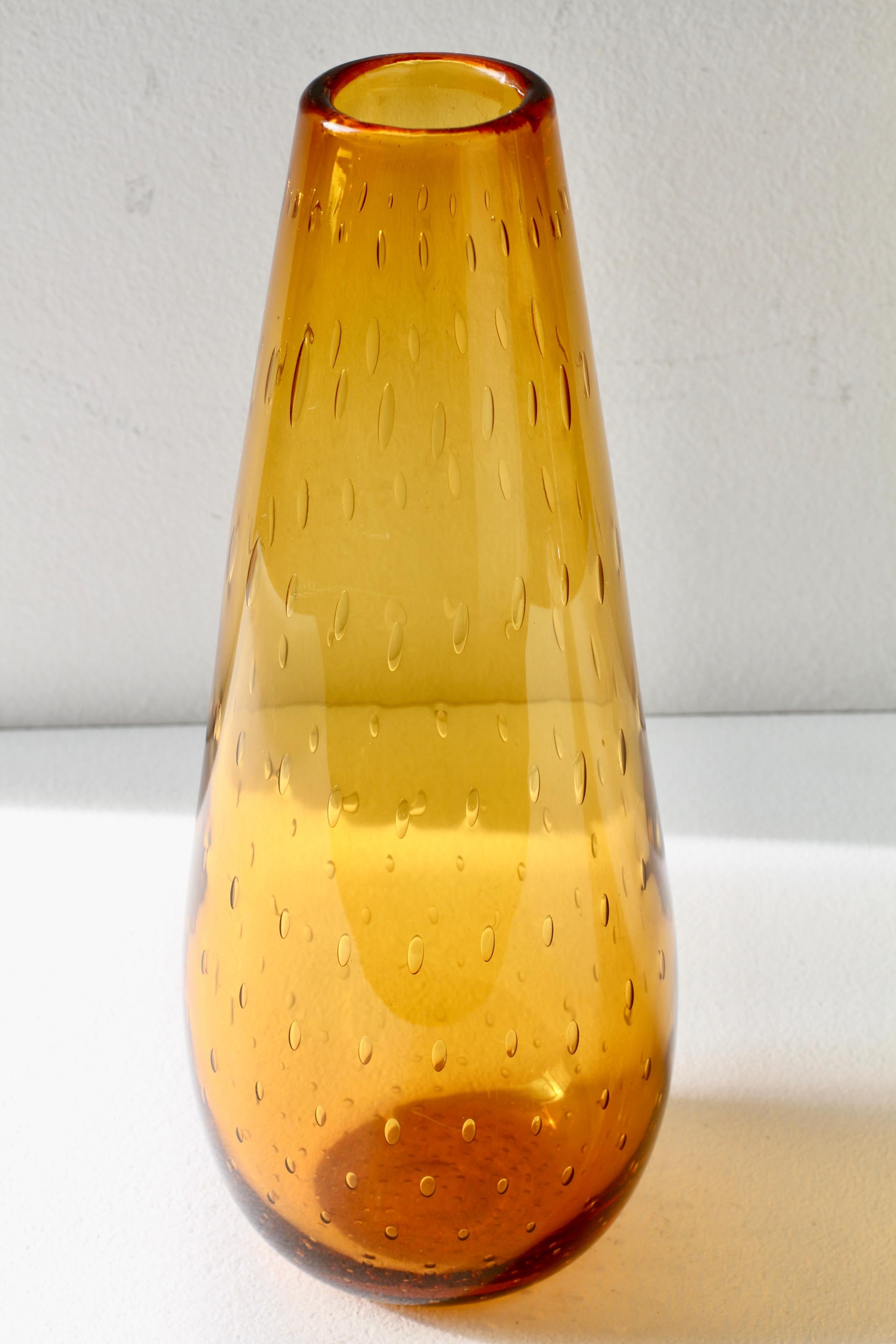 Vaso in vetro bullicante di Murano giallo ambrato, 1950 ca. in vendita 4
