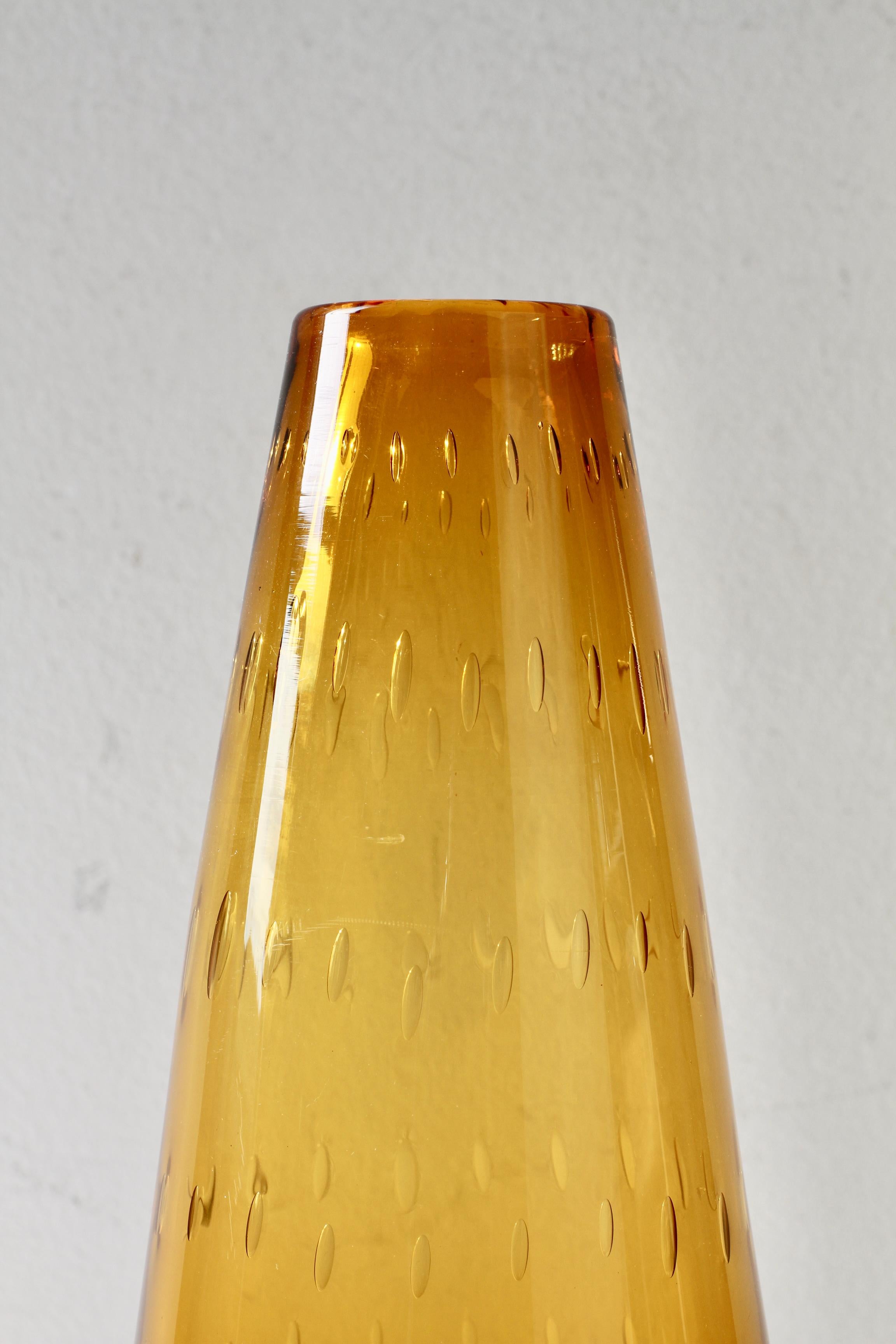 Vaso in vetro bullicante di Murano giallo ambrato, 1950 ca. in vendita 5
