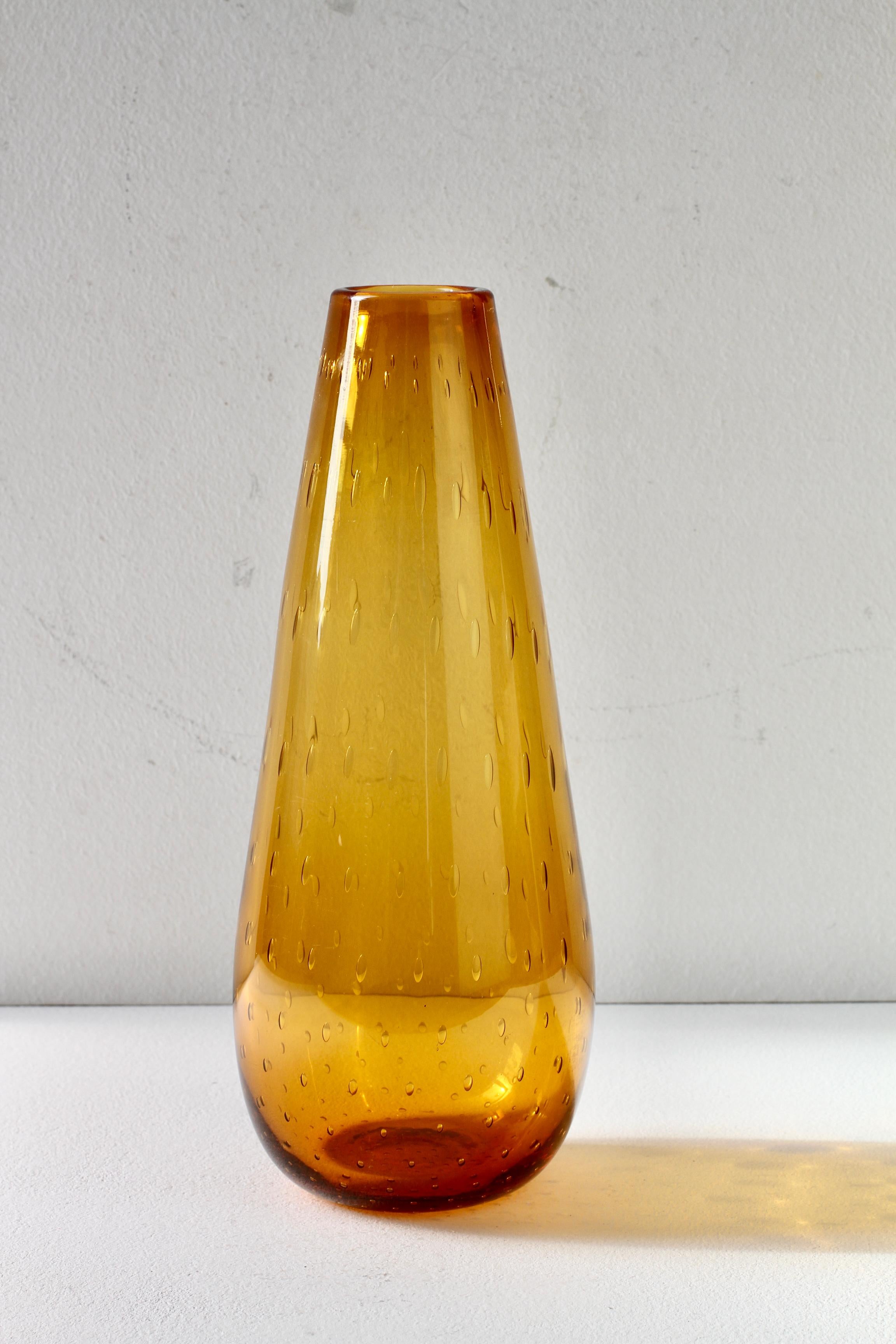 Vaso in vetro bullicante di Murano giallo ambrato, 1950 ca. In condizioni buone in vendita a Landau an der Isar, Bayern