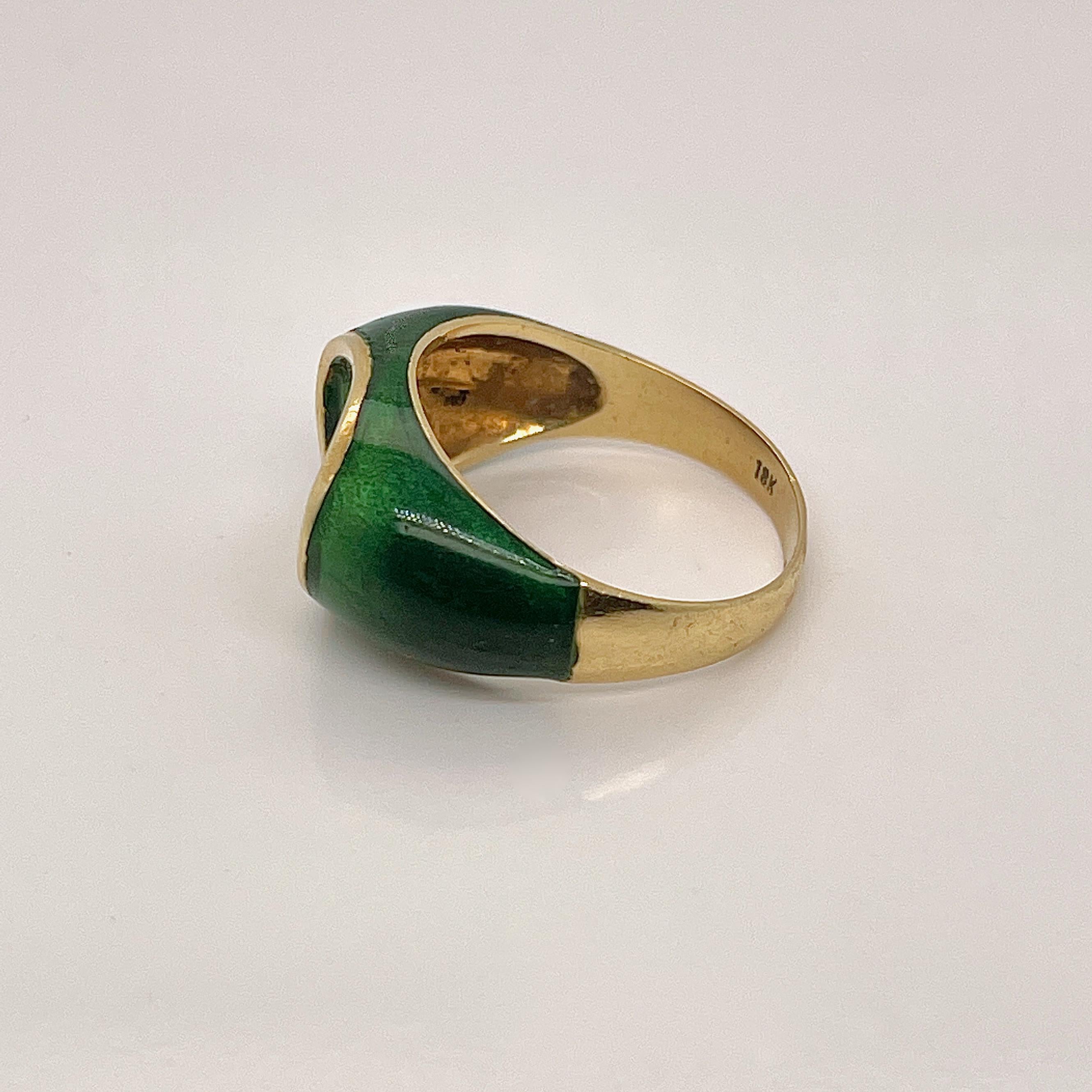 Moderne The Moderns Modernity Italian 18K Gold & Greene Greene Signet Ring en vente