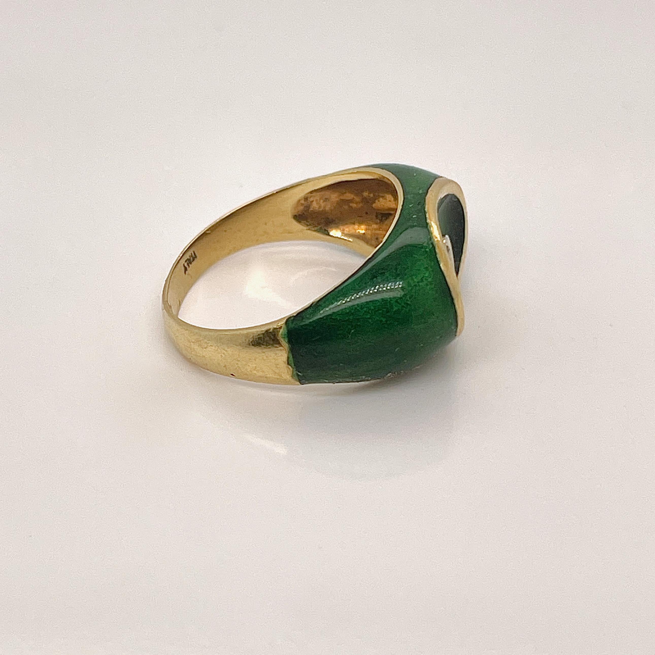The Moderns Modernity Italian 18K Gold & Greene Greene Signet Ring État moyen - En vente à Philadelphia, PA