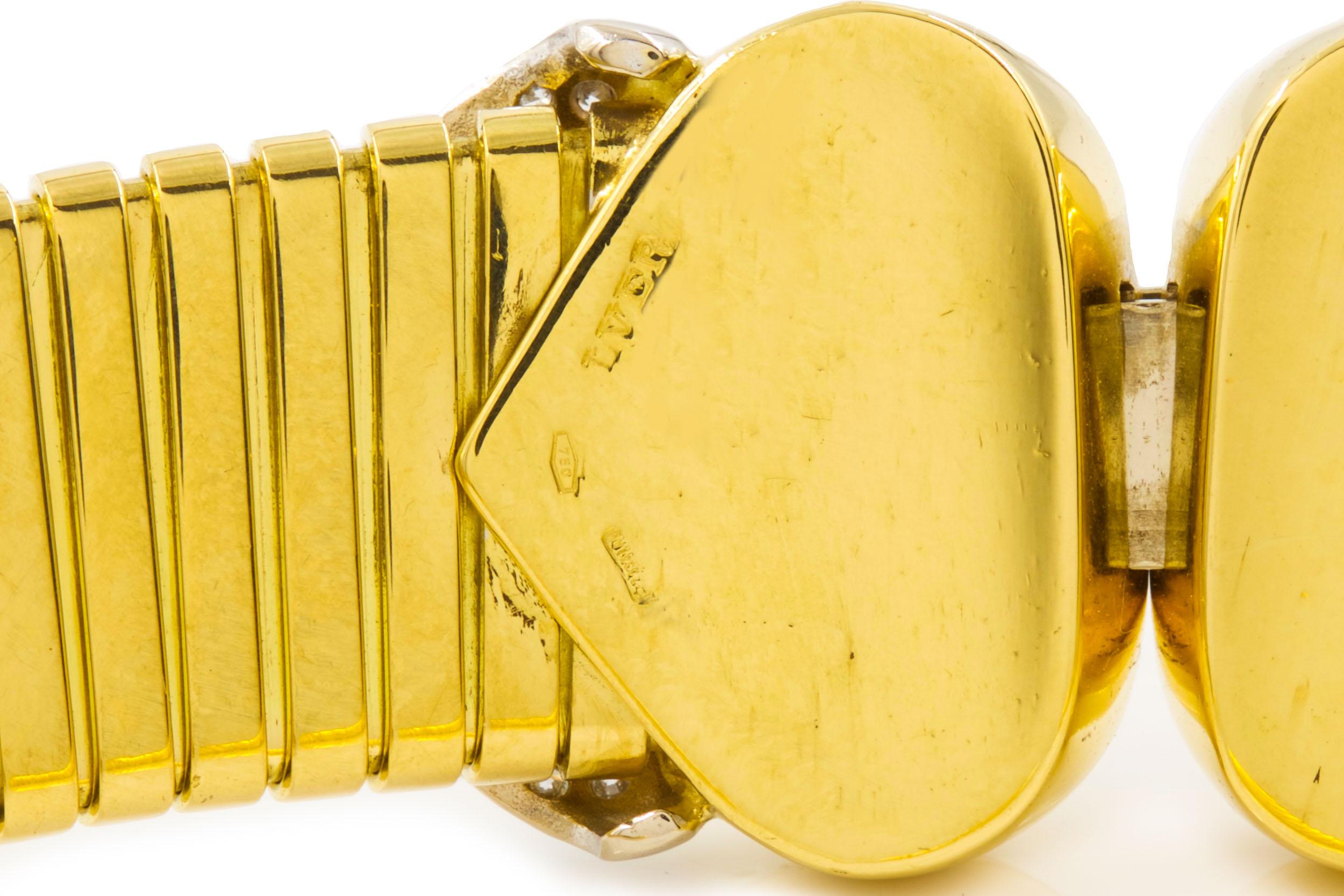 Mid-Century Modern Italian 18k Gold Tubogas Choker Necklace with 78 Diamonds	 3