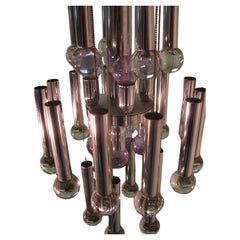 Lampe à 8 gouttes italienne moderne du milieu du siècle dernier avec lustre chromé Gaetano Sciolari