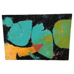 Vintage Mid-Century Modern Italian Abstract Painting on Paper, 1970s