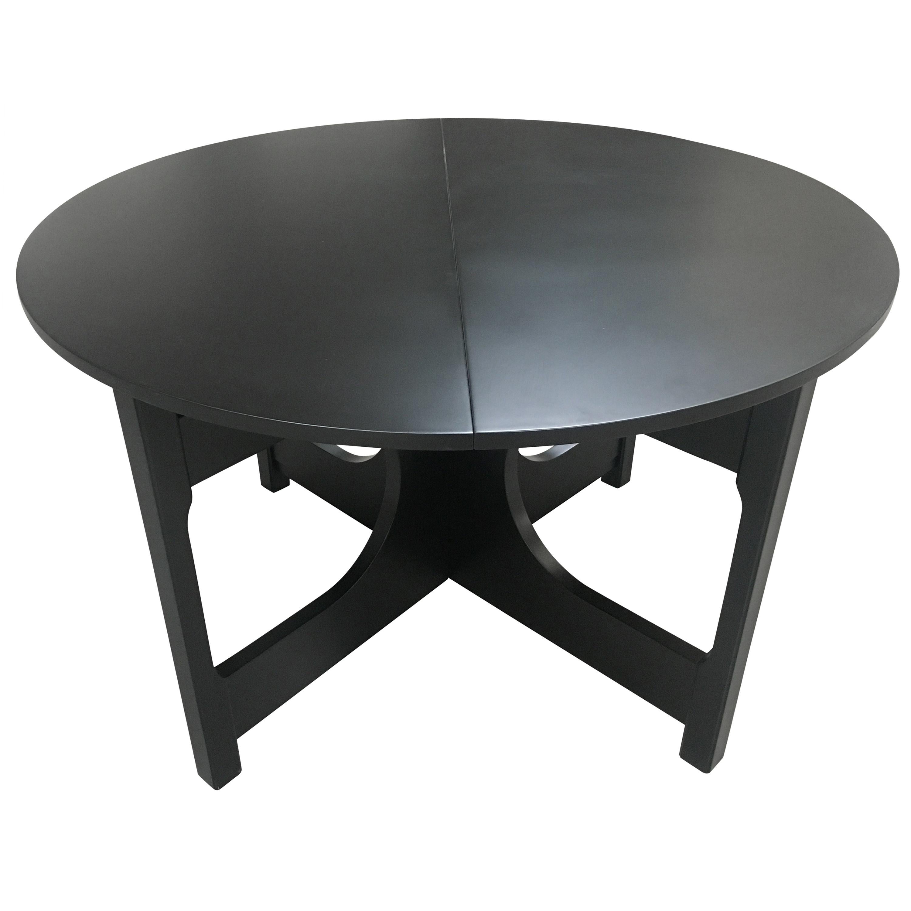 Mid-Century Modern Italian Adjustable Black Lacquered Wood Dining Table, 1970s