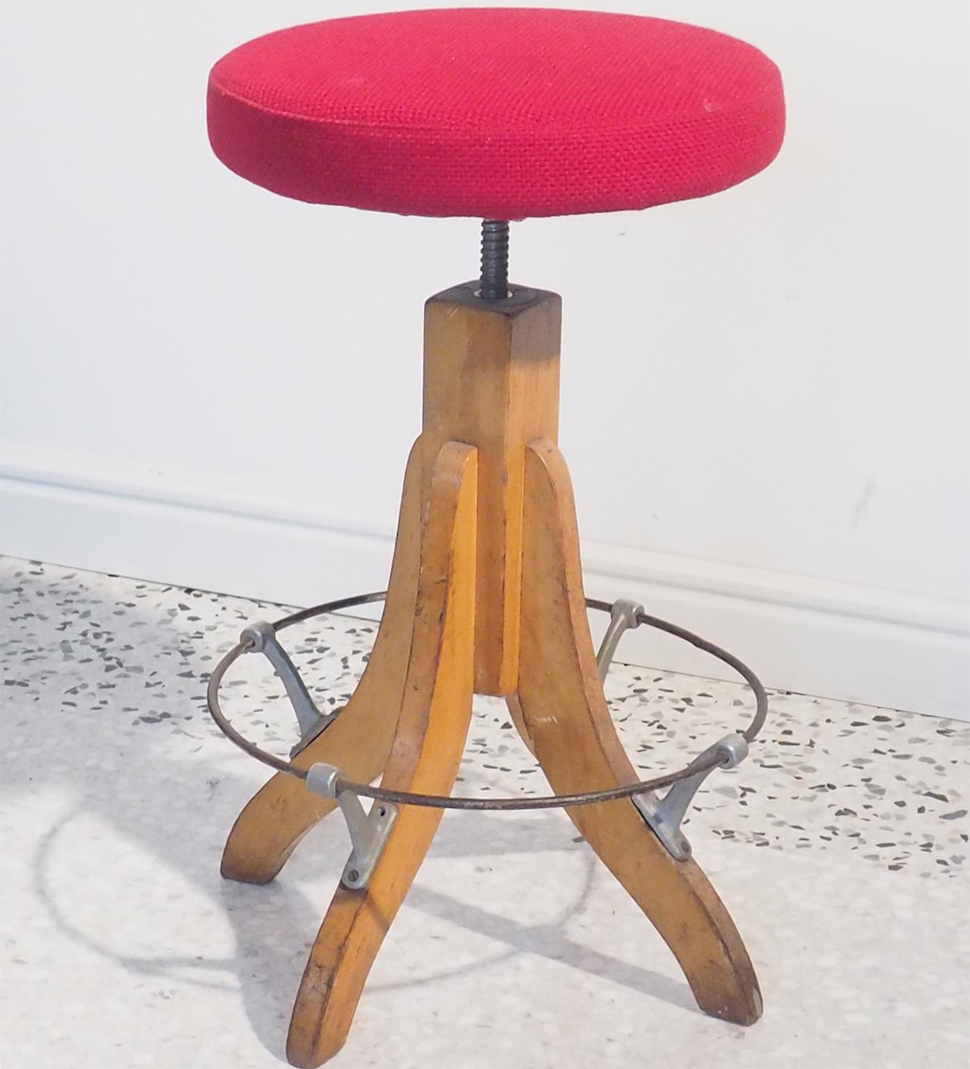 red pine wood round stool