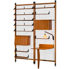 Mid-Century Modern Italian Adjustable Wall Unit with Shelves and Cabinets
