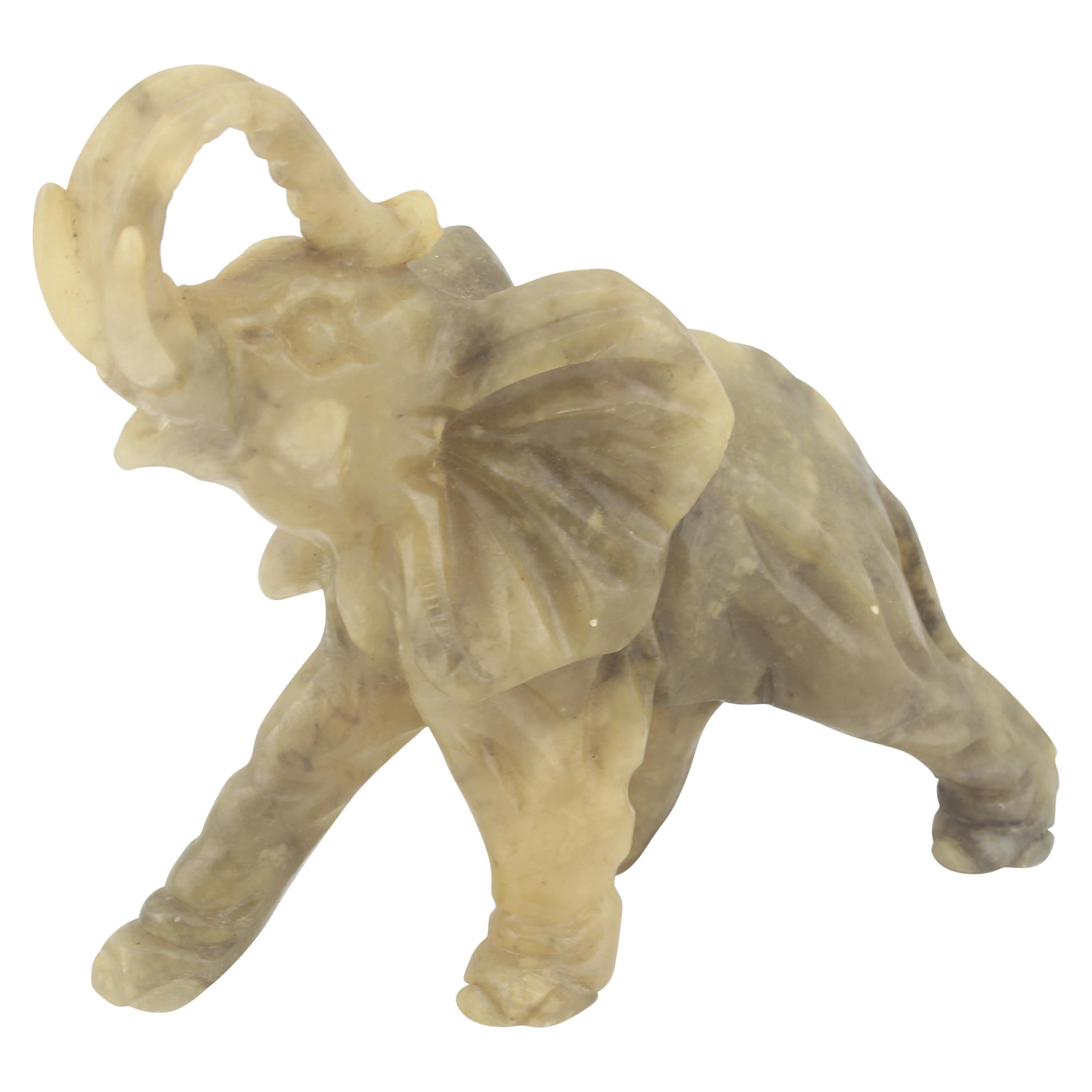Mid-Century Modern Italian Alabaster Elephant Sculpture, 1970s
