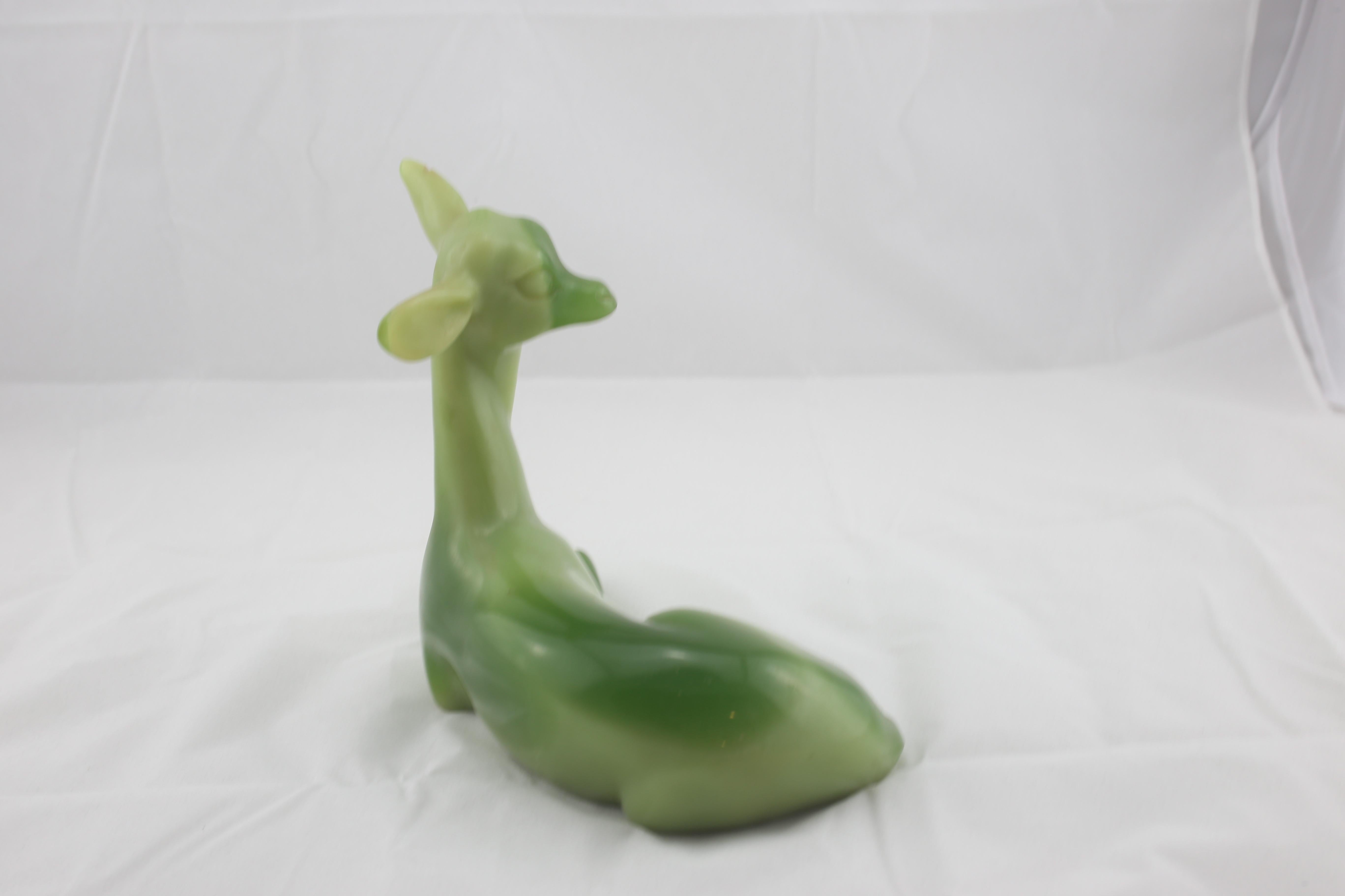 Mid-Century Modern Italian Animal Sculpture in Green Resin of a Deer, 1960s For Sale 2