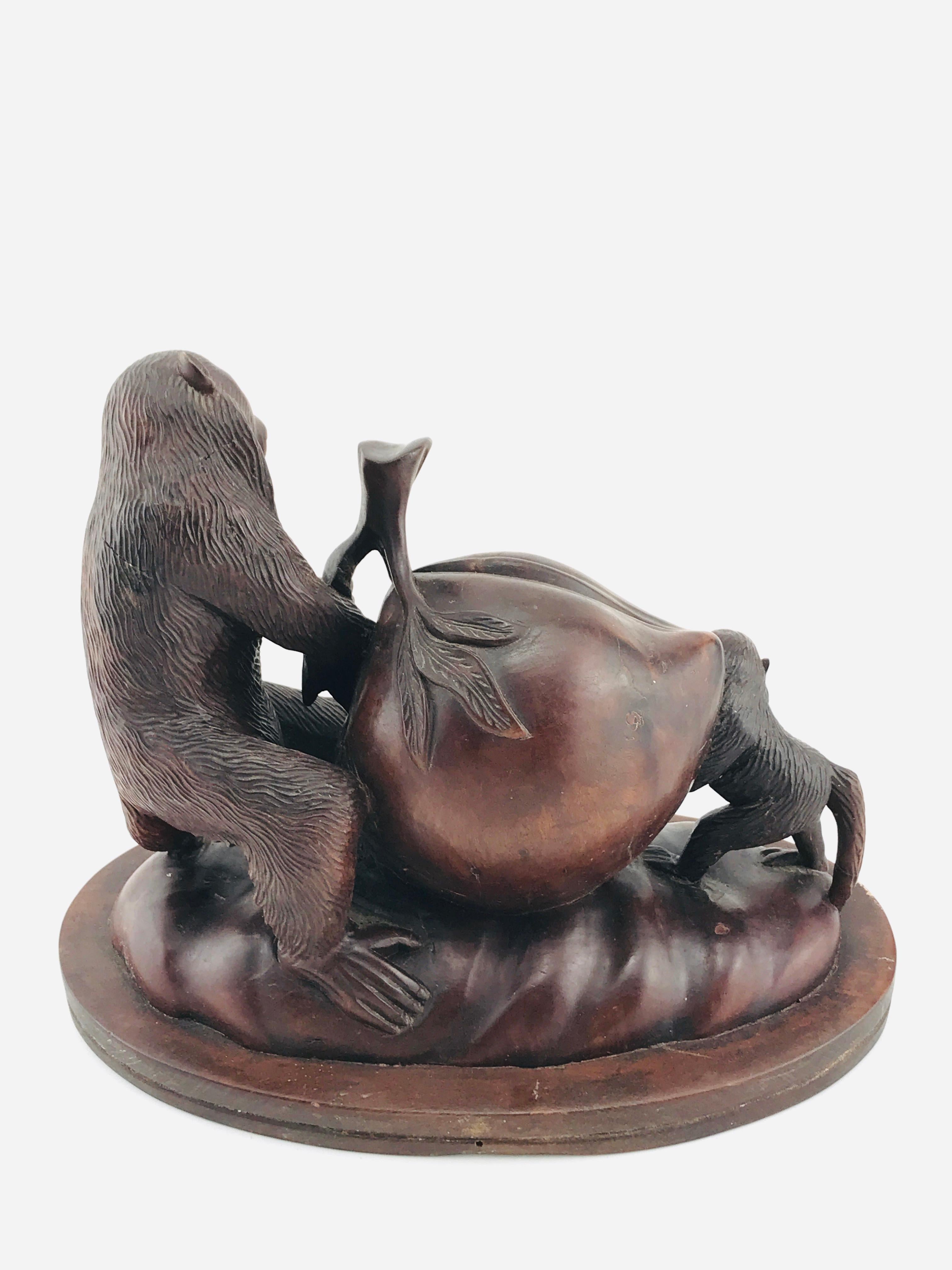 Mid-Century Modern Italian Animals Sculpture in Walnut Timber, 1960s For Sale 14