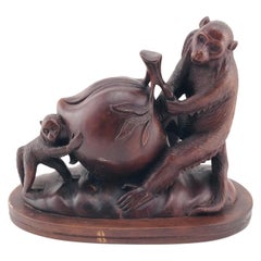 Scultura di animali italiani di metà secolo in legno di noce, anni '60