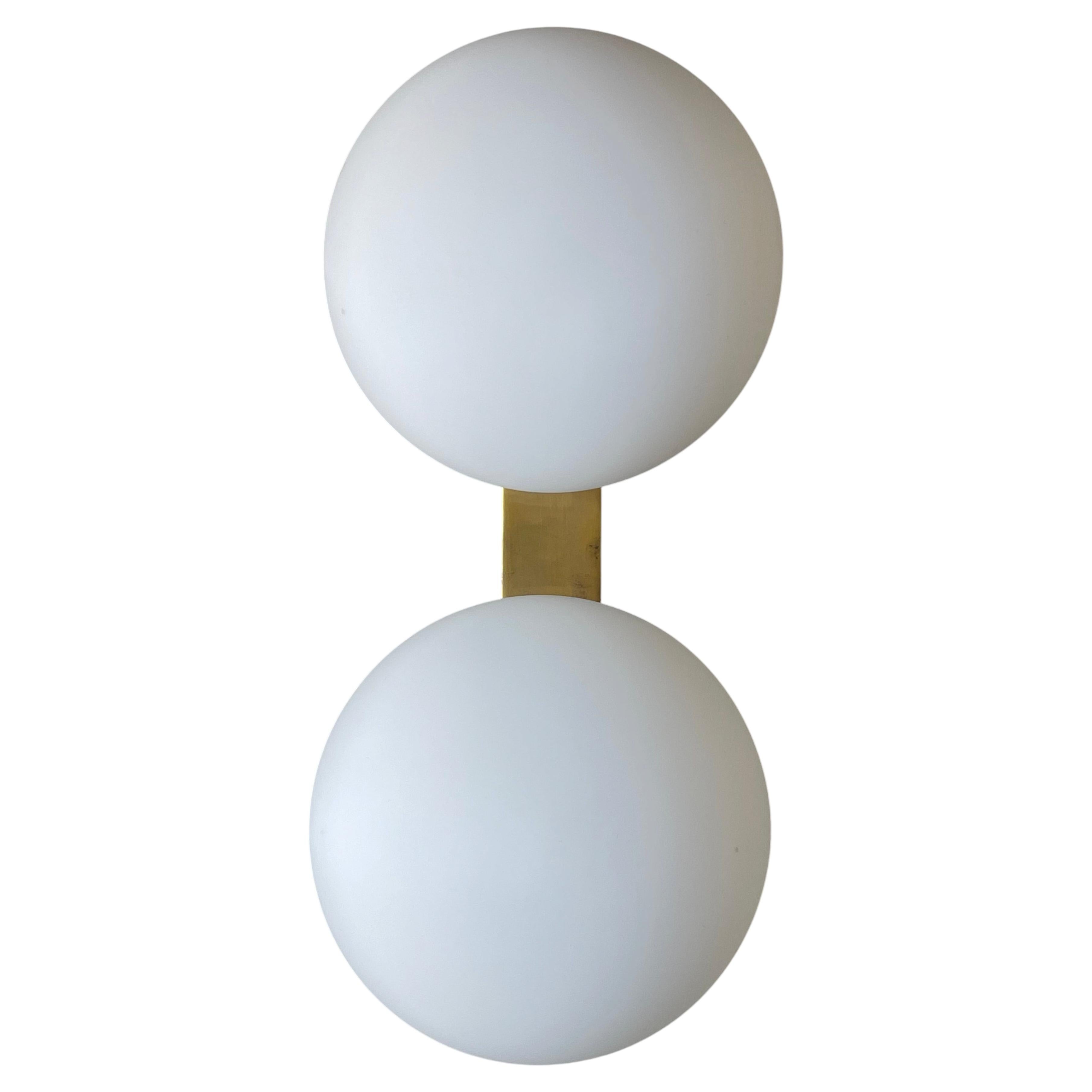Mid Century modern Italian Applique in  Brass and Opaline Glass , Wall Sconce