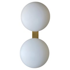 Mid Century modern Italian Applique in  Brass and Opaline Glass , Wall Sconce