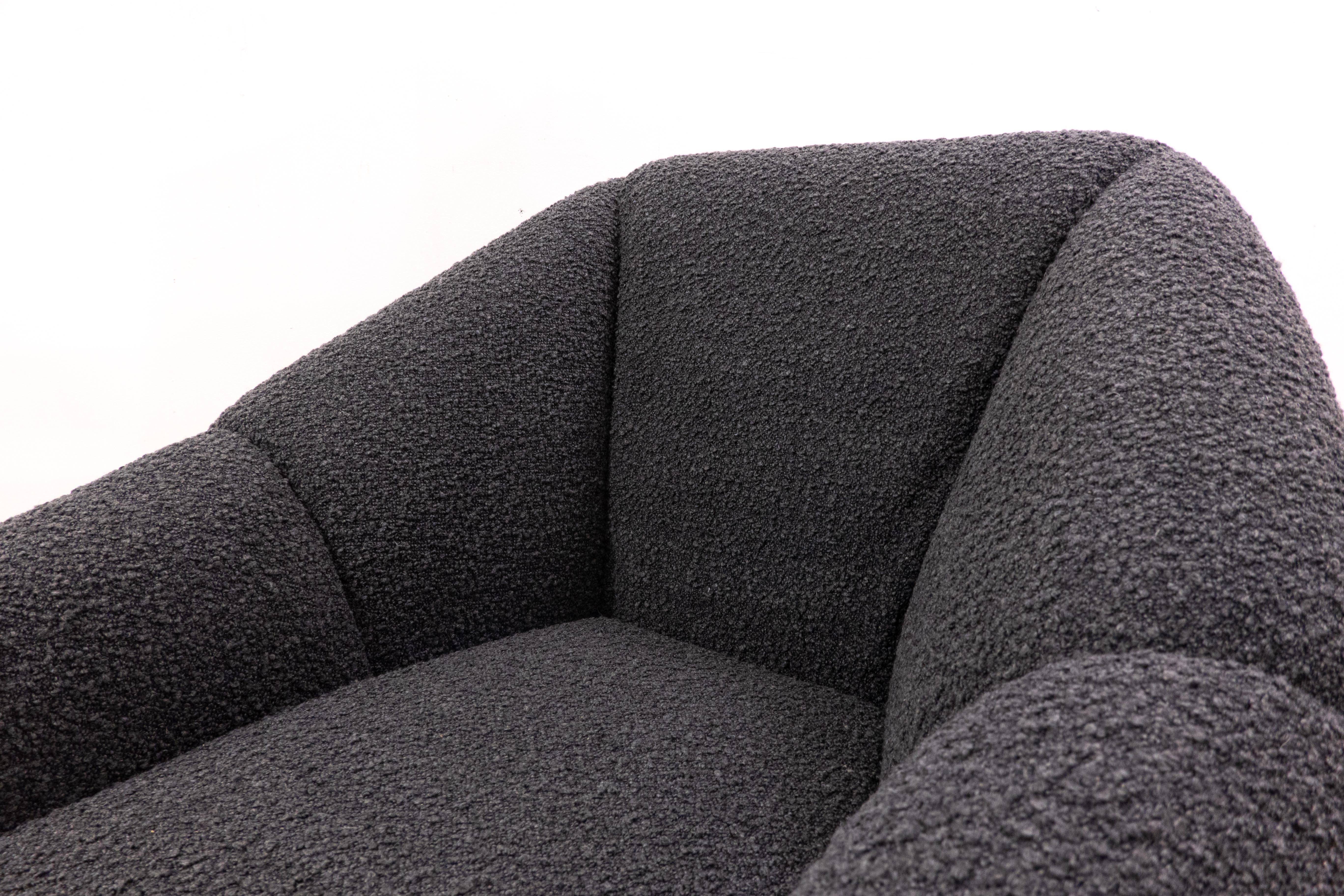 Mid-Century Modern Italian Armchair, 1950s -Black Bouclette Fabric  For Sale 1
