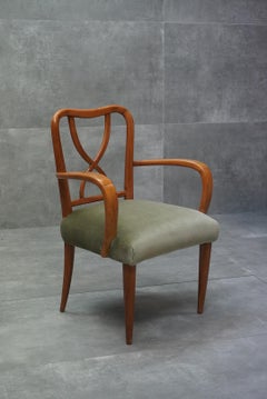 Mid-Century Modern Italian Armchair with Cross-Back Design, 1940s-1950s