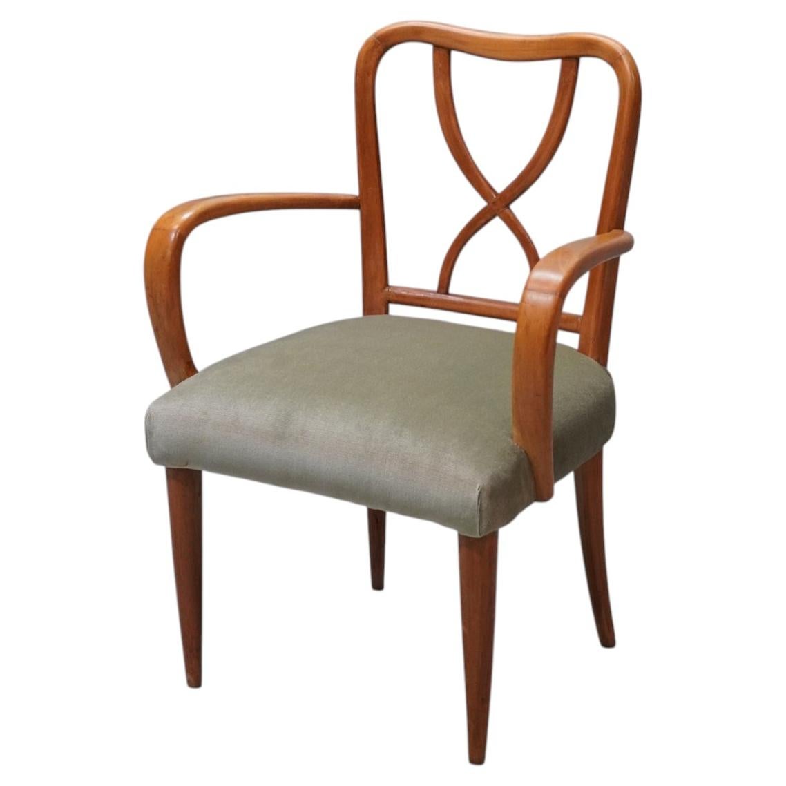 Fauteuil italien moderne du milieu du siècle à dossier croisé, années 1940-1950