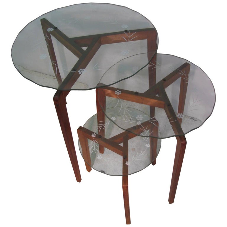 MidCentury Modern Italian Art Glass Nesting Tables 3 For Sale at 1stDibs