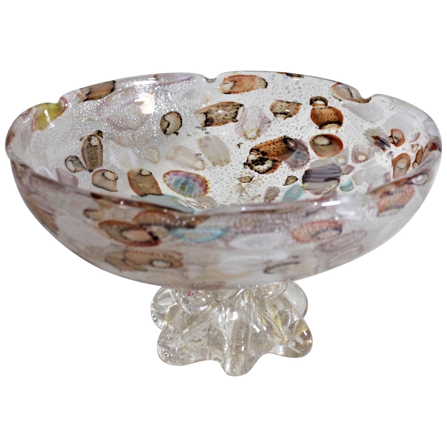 Mid-Century Modern Italian Art Glass Pedestal Bowl or Centerpiece For Sale