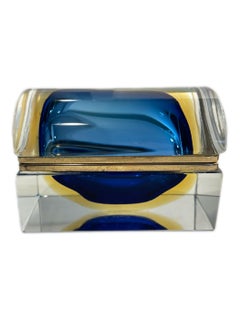 Mid Century Modern Italian Art Glass Sommerso Jewelry Casket/Box by, Mandruzzato