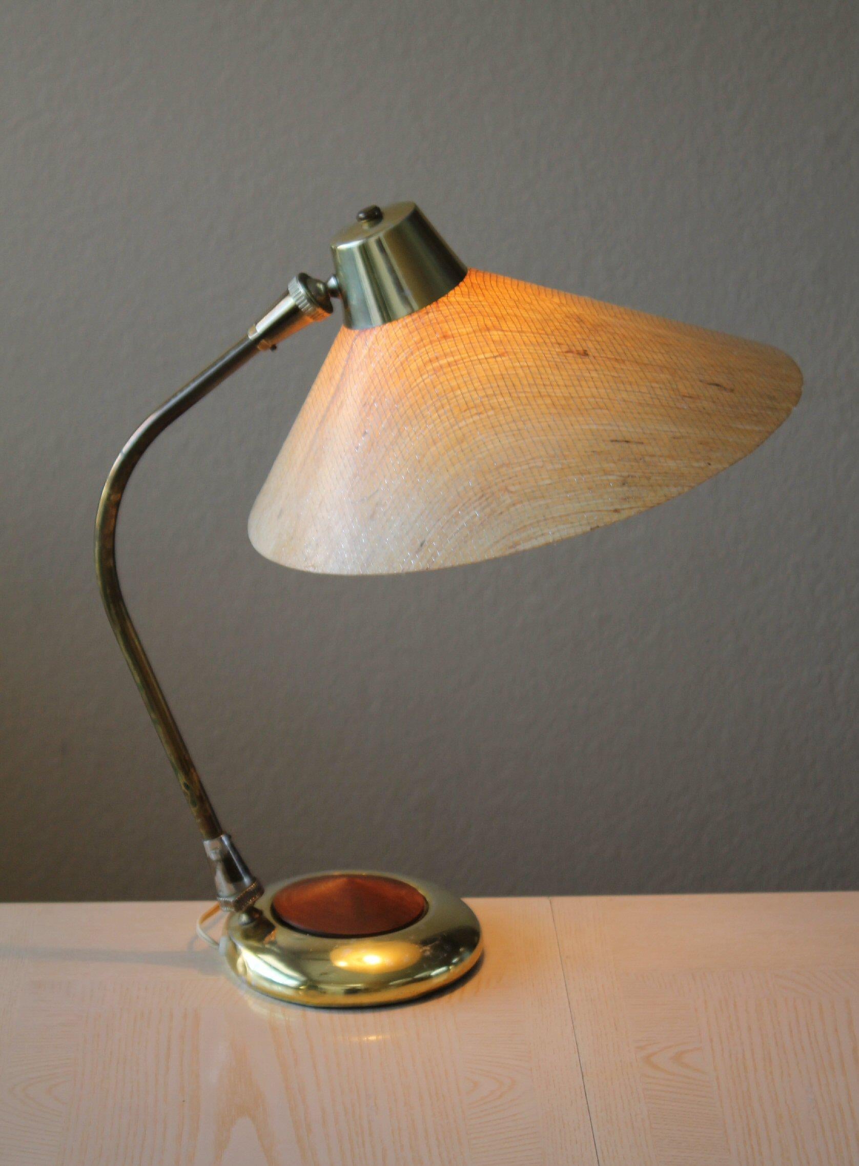 Mid-Century Modern Mid Century Modern Italian Articulating Fiberglass Desk Lamp Rotate Teak Switch! For Sale